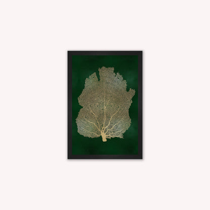 Luxury Velvet Art Print - Gold Leaf on Green 2 Framed Wall Art