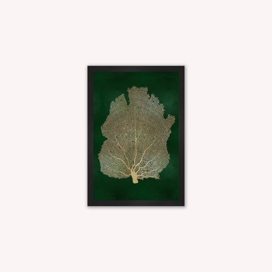 Luxury Velvet Art Print - Gold Leaf on Green 2 Framed Wall Art