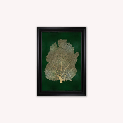 Luxury Velvet Art Print - Gold Leaf on Green 2 Framed Wall Art