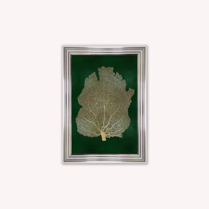 Luxury Velvet Art Print - Gold Leaf on Green 2 Framed Wall Art