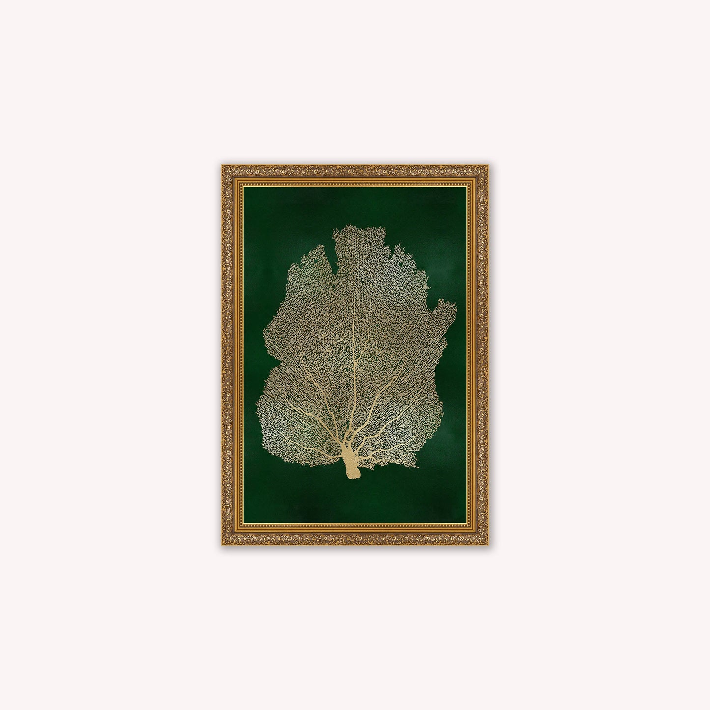 Luxury Velvet Art Print - Gold Leaf on Green 2 Framed Wall Art