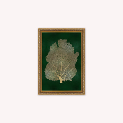 Luxury Velvet Art Print - Gold Leaf on Green 2 Framed Wall Art