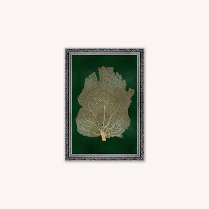 Luxury Velvet Art Print - Gold Leaf on Green 2 Framed Wall Art