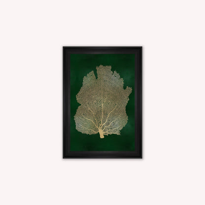 Luxury Velvet Art Print - Gold Leaf on Green 2 Framed Wall Art