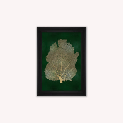 Luxury Velvet Art Print - Gold Leaf on Green 2 Framed Wall Art