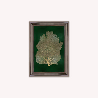 Luxury Velvet Art Print - Gold Leaf on Green 2 Framed Wall Art