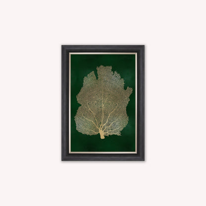 Luxury Velvet Art Print - Gold Leaf on Green 2 Framed Wall Art