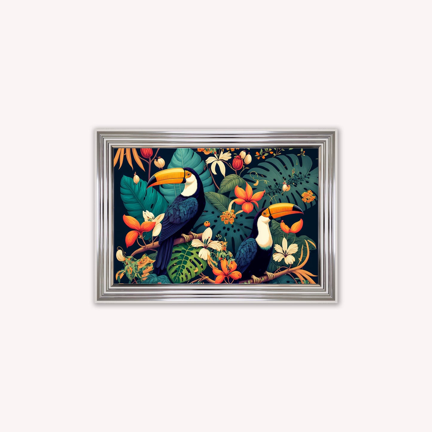 Luxury Velvet Art Print - Jungle Toucans Framed Wall Art