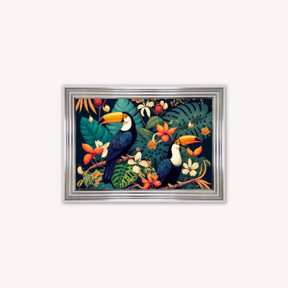 Luxury Velvet Art Print - Jungle Toucans Framed Wall Art