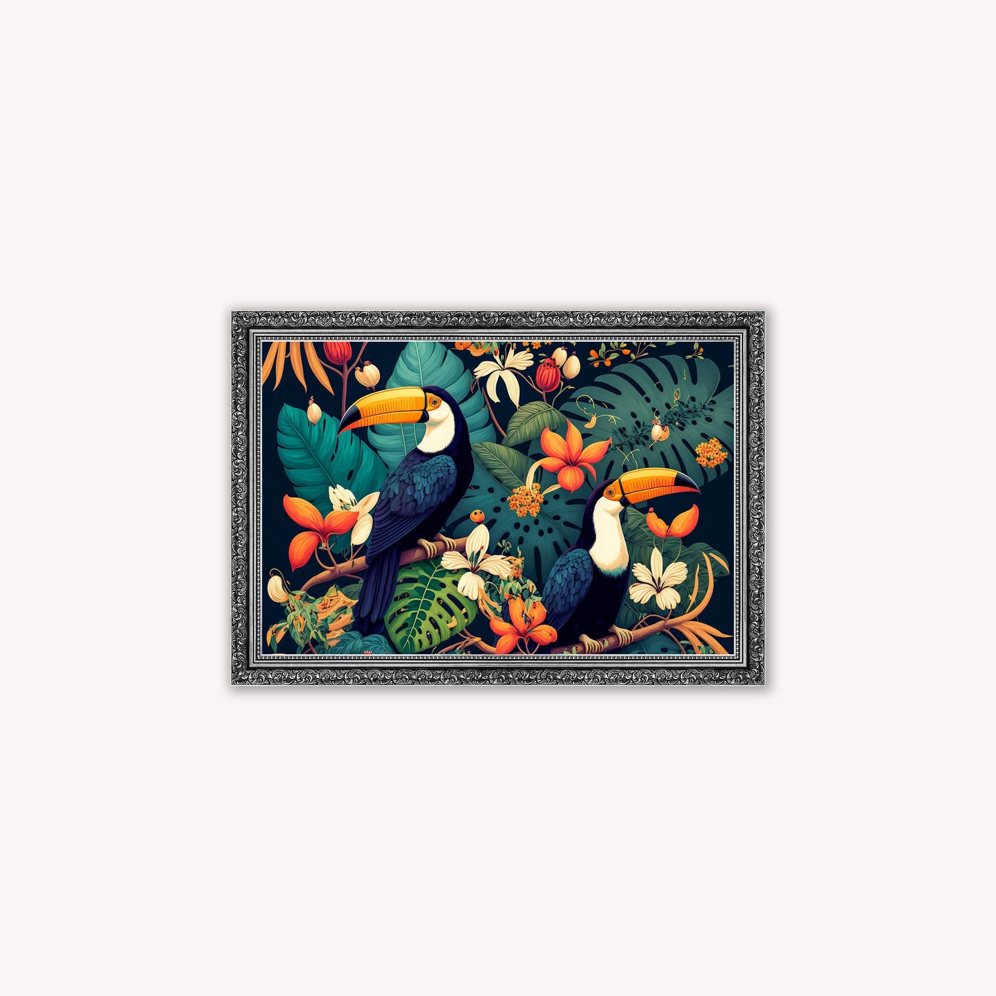 Luxury Velvet Art Print - Jungle Toucans Framed Wall Art