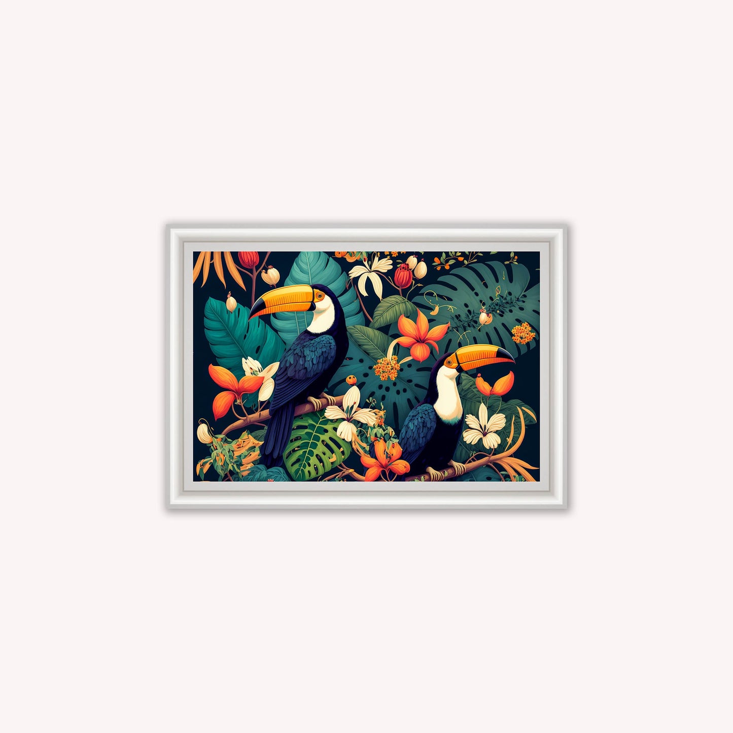 Luxury Velvet Art Print - Jungle Toucans Framed Wall Art