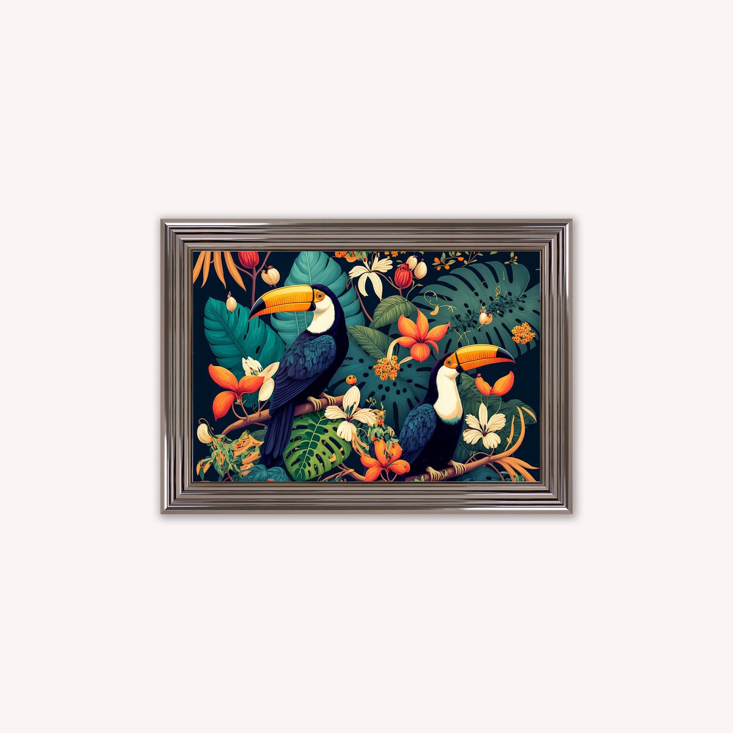 Luxury Velvet Art Print - Jungle Toucans Framed Wall Art