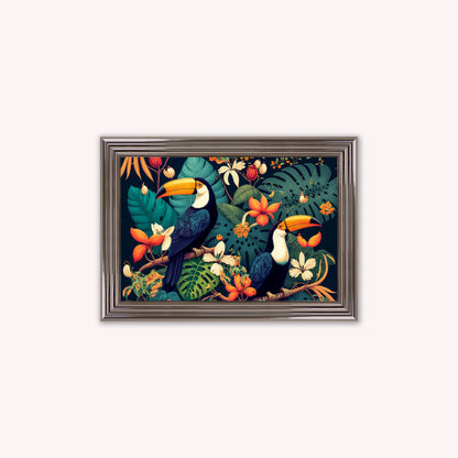 Luxury Velvet Art Print - Jungle Toucans Framed Wall Art