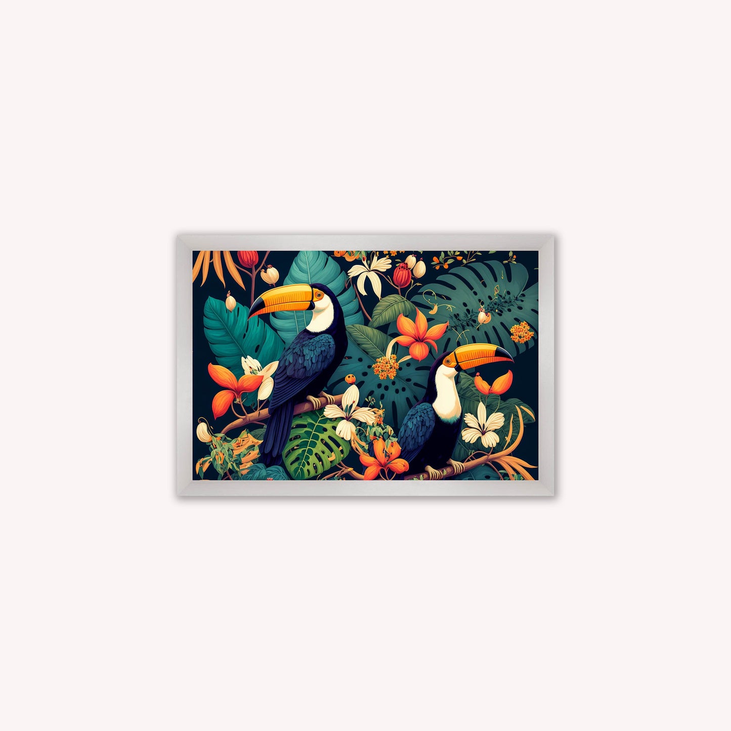 Luxury Velvet Art Print - Jungle Toucans Framed Wall Art