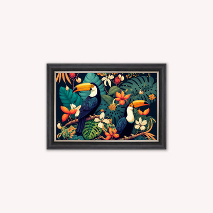 Luxury Velvet Art Print - Jungle Toucans Framed Wall Art