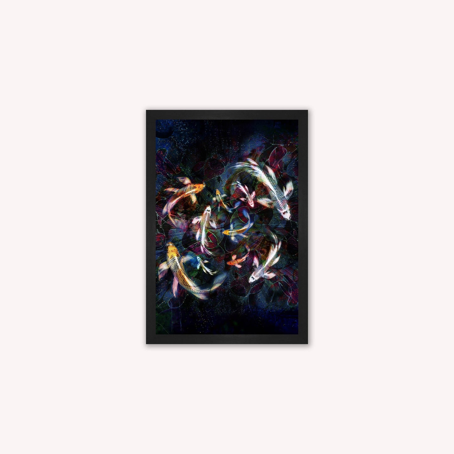 Luxury Velvet Art Print - Colourful Koi Pond Framed Wall Art