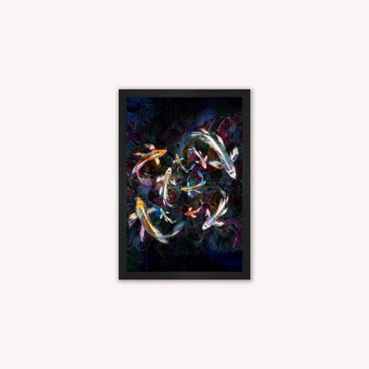 Luxury Velvet Art Print - Colourful Koi Pond Framed Wall Art
