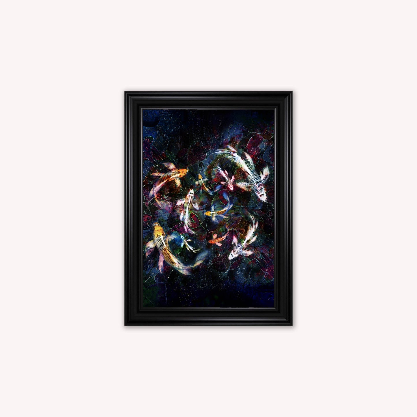 Luxury Velvet Art Print - Colourful Koi Pond Framed Wall Art