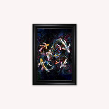 Luxury Velvet Art Print - Colourful Koi Pond Framed Wall Art