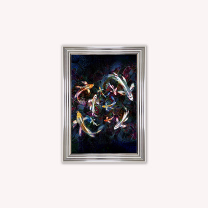 Luxury Velvet Art Print - Colourful Koi Pond Framed Wall Art