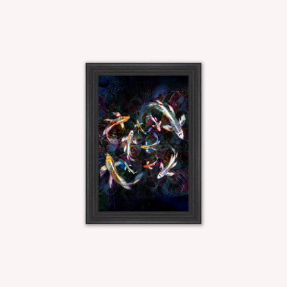 Luxury Velvet Art Print - Colourful Koi Pond Framed Wall Art