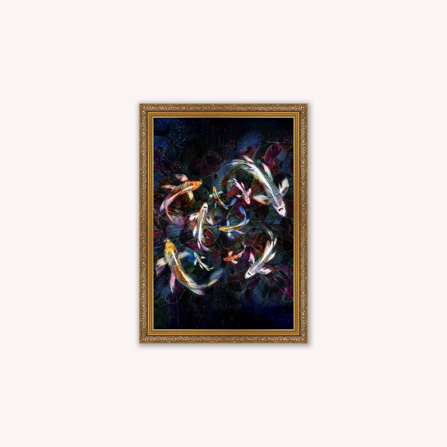 Luxury Velvet Art Print - Colourful Koi Pond Framed Wall Art