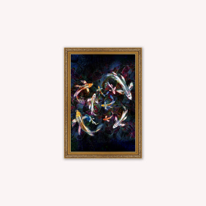 Luxury Velvet Art Print - Colourful Koi Pond Framed Wall Art