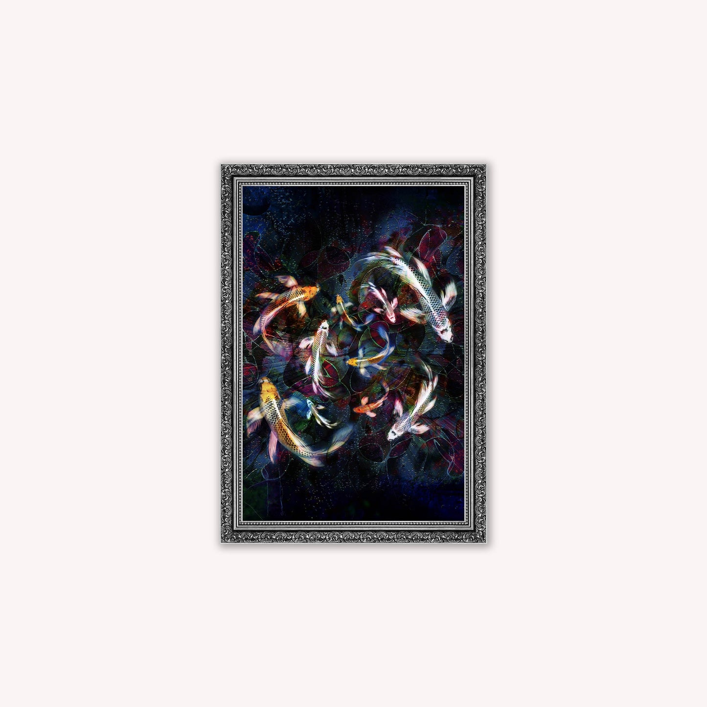 Luxury Velvet Art Print - Colourful Koi Pond Framed Wall Art