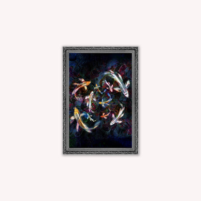 Luxury Velvet Art Print - Colourful Koi Pond Framed Wall Art