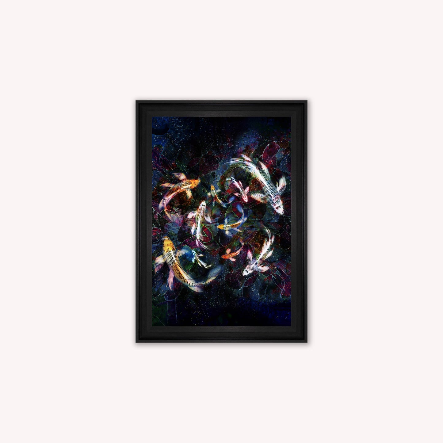Luxury Velvet Art Print - Colourful Koi Pond Framed Wall Art