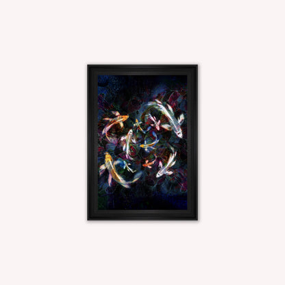 Luxury Velvet Art Print - Colourful Koi Pond Framed Wall Art