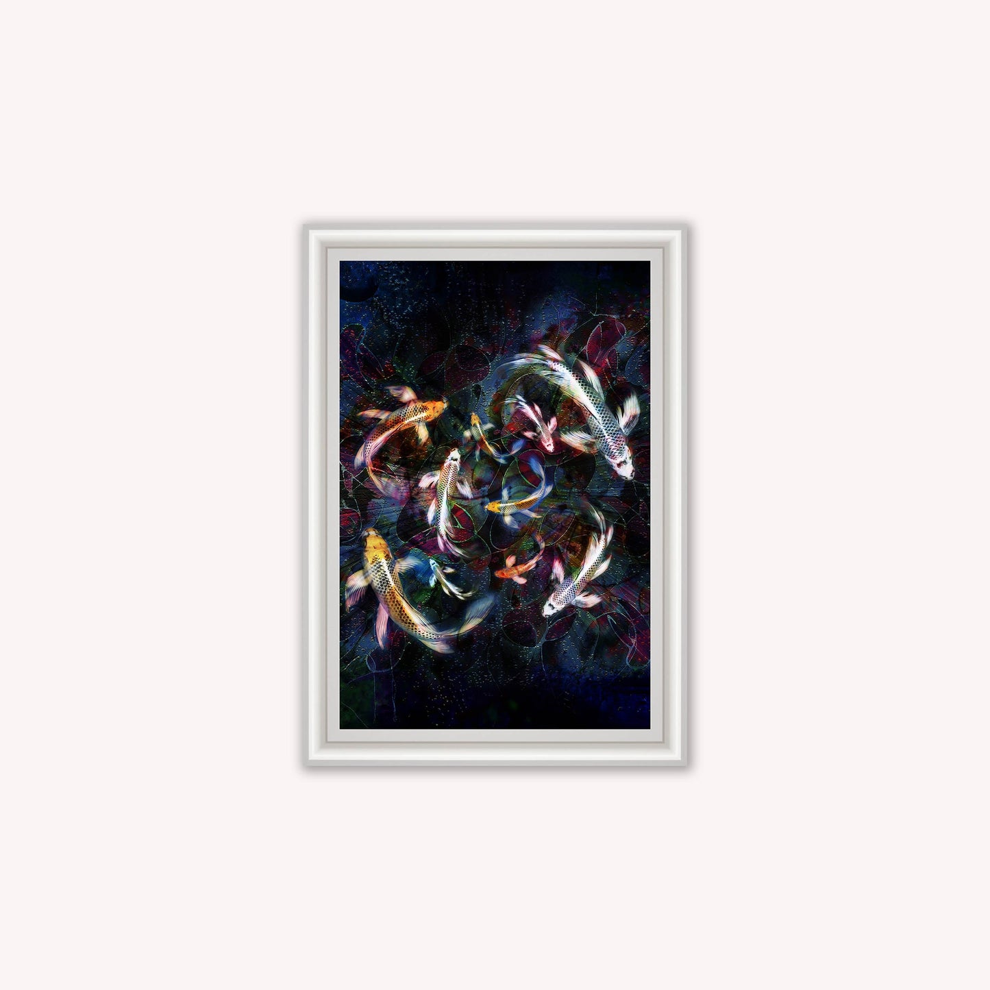 Luxury Velvet Art Print - Colourful Koi Pond Framed Wall Art