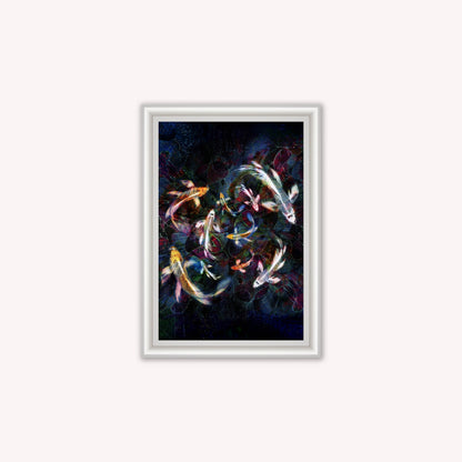 Luxury Velvet Art Print - Colourful Koi Pond Framed Wall Art