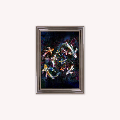 Luxury Velvet Art Print - Colourful Koi Pond Framed Wall Art