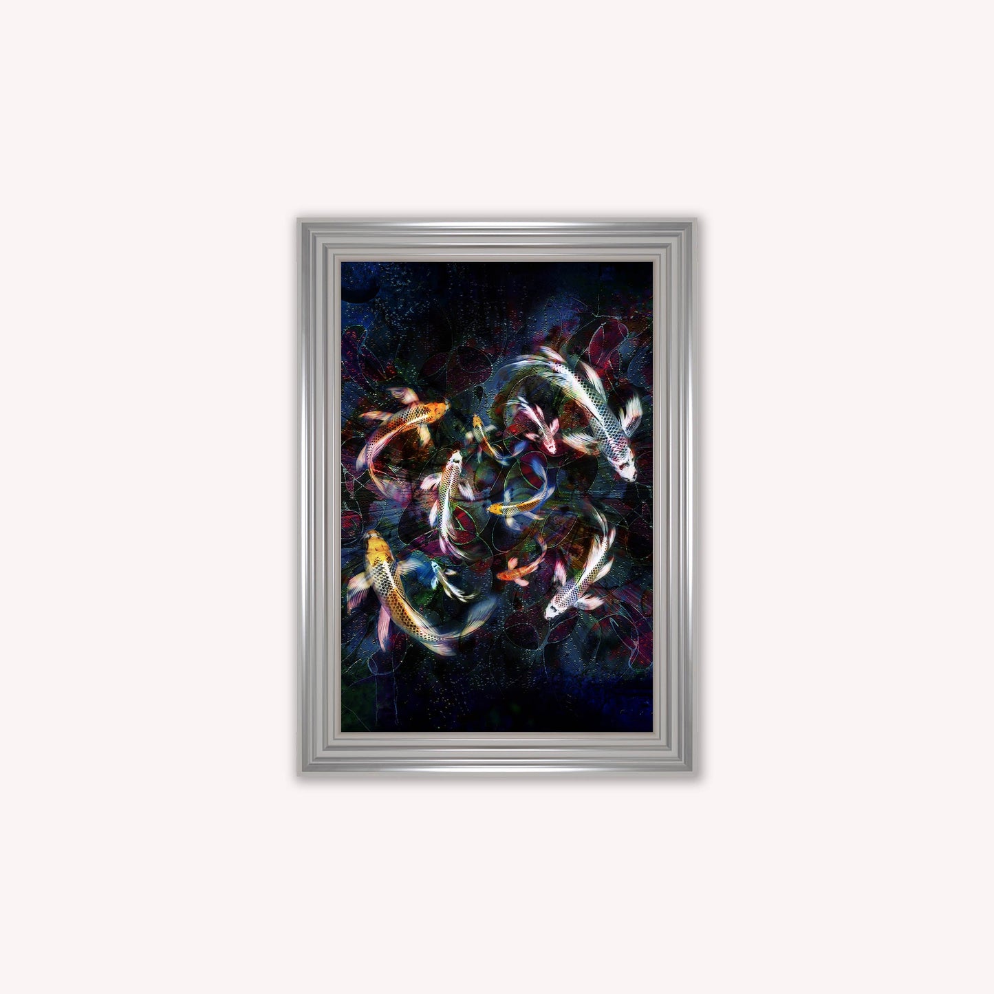 Luxury Velvet Art Print - Colourful Koi Pond Framed Wall Art