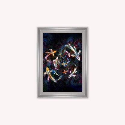 Luxury Velvet Art Print - Colourful Koi Pond Framed Wall Art