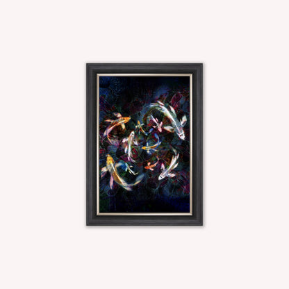 Luxury Velvet Art Print - Colourful Koi Pond Framed Wall Art