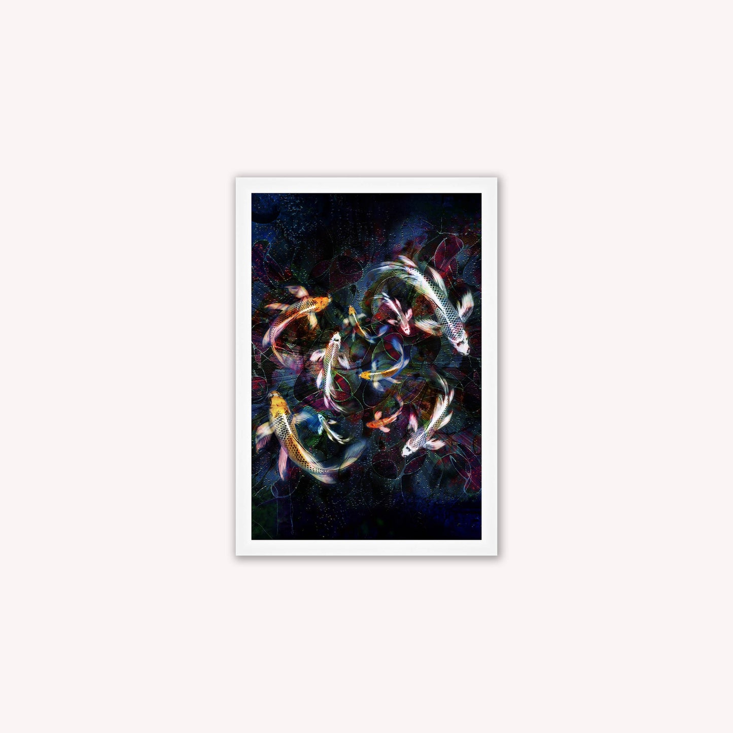 Luxury Velvet Art Print - Colourful Koi Pond Framed Wall Art
