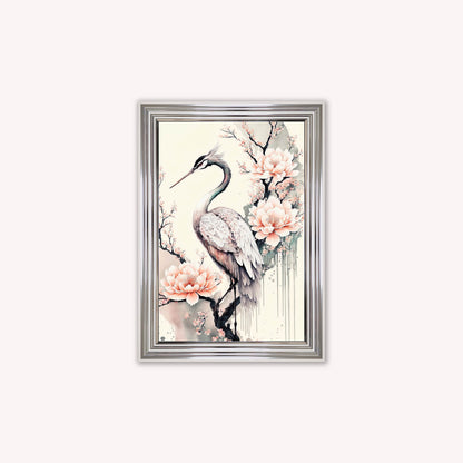 Luxury Velvet Art Print - Sakura Crane 1 Framed Wall Art