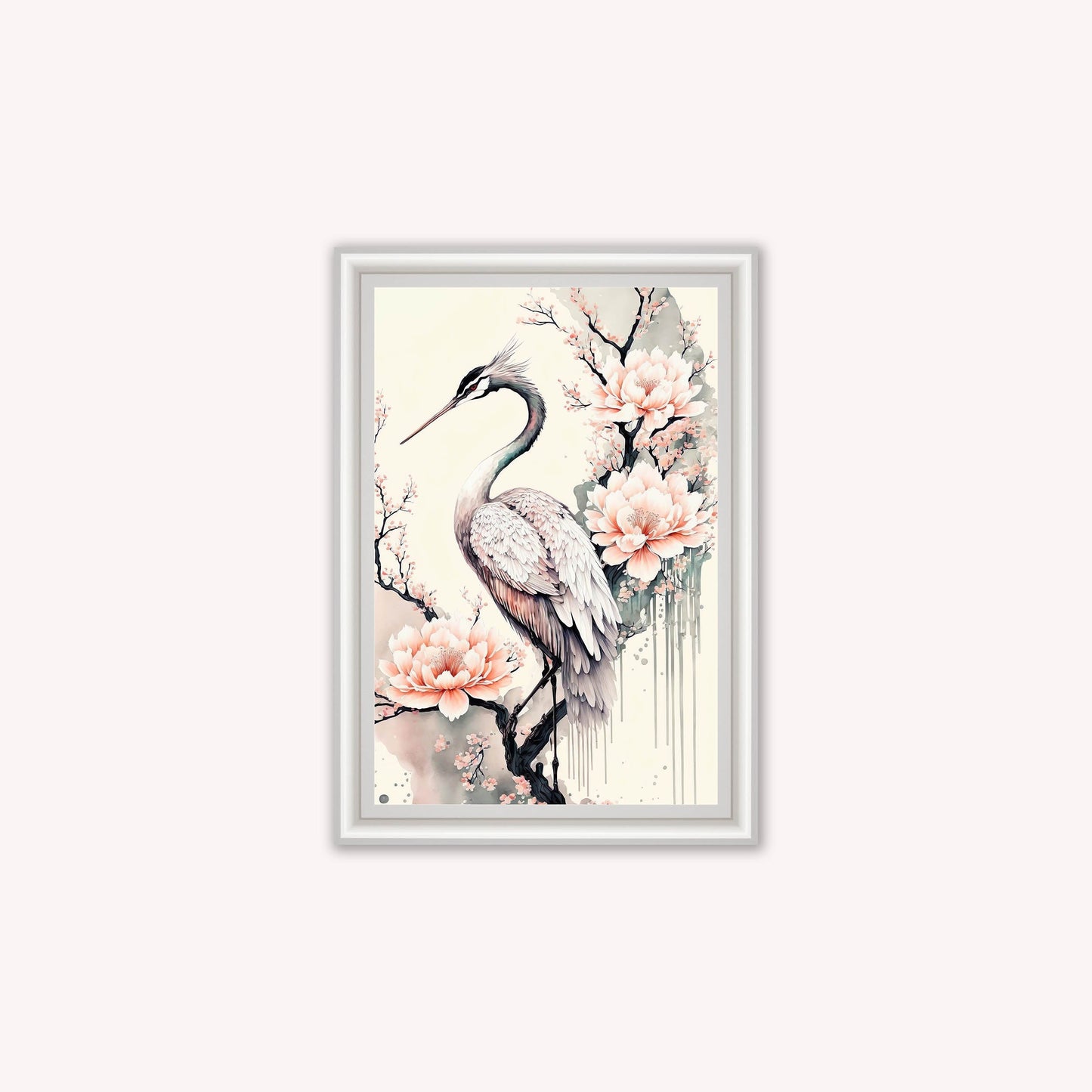 Luxury Velvet Art Print - Sakura Crane 1 Framed Wall Art