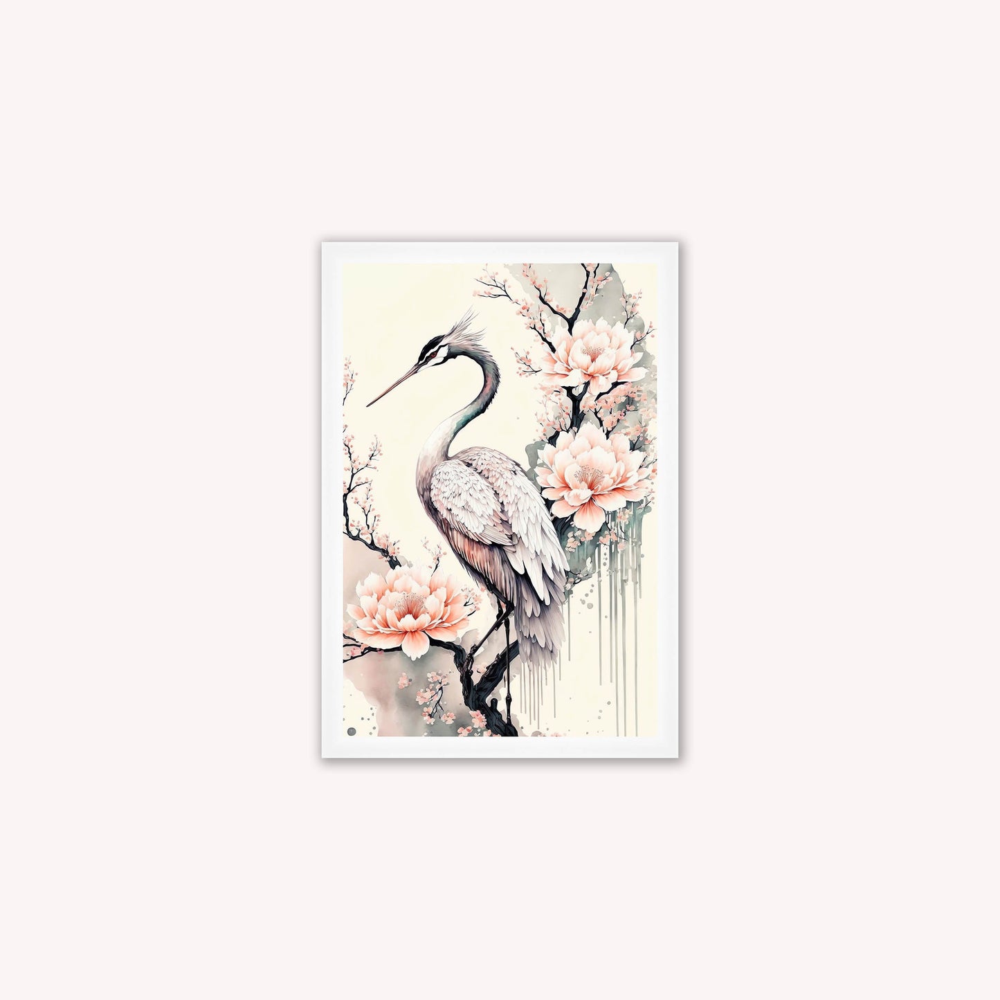Luxury Velvet Art Print - Sakura Crane 1 Framed Wall Art