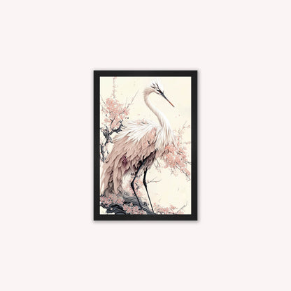 Luxury Velvet Art Print - Sakura Crane 2 Framed Wall Art