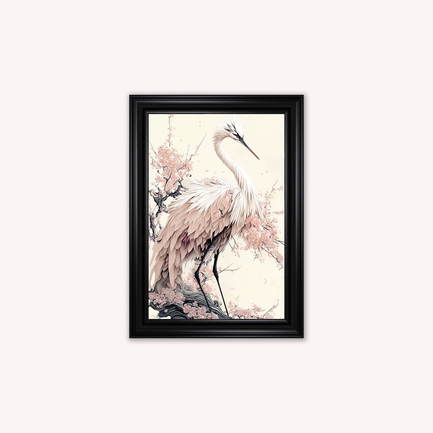 Luxury Velvet Art Print - Sakura Crane 2 Framed Wall Art