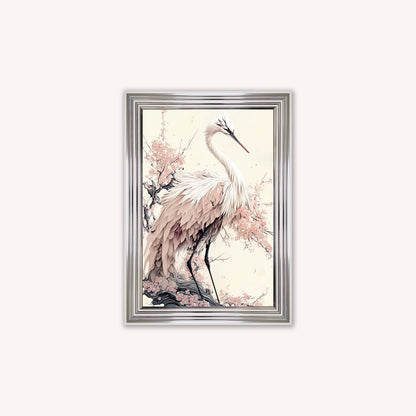 Luxury Velvet Art Print - Sakura Crane 2 Framed Wall Art