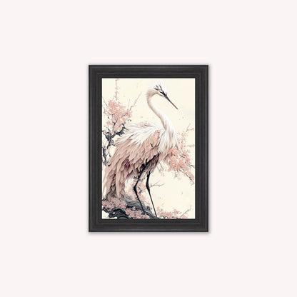 Luxury Velvet Art Print - Sakura Crane 2 Framed Wall Art