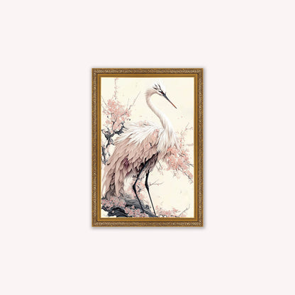 Luxury Velvet Art Print - Sakura Crane 2 Framed Wall Art