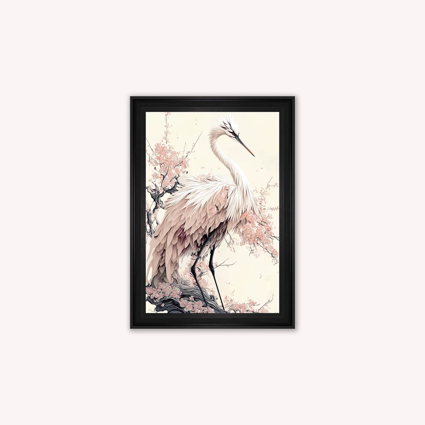 Luxury Velvet Art Print - Sakura Crane 2 Framed Wall Art