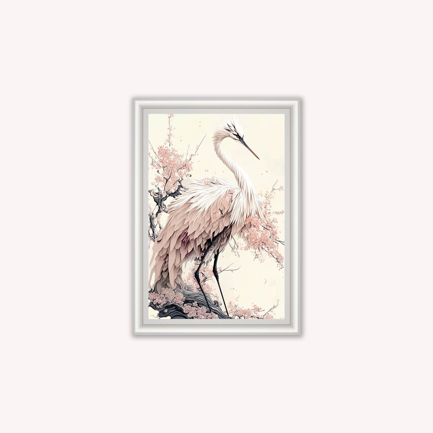 Luxury Velvet Art Print - Sakura Crane 2 Framed Wall Art