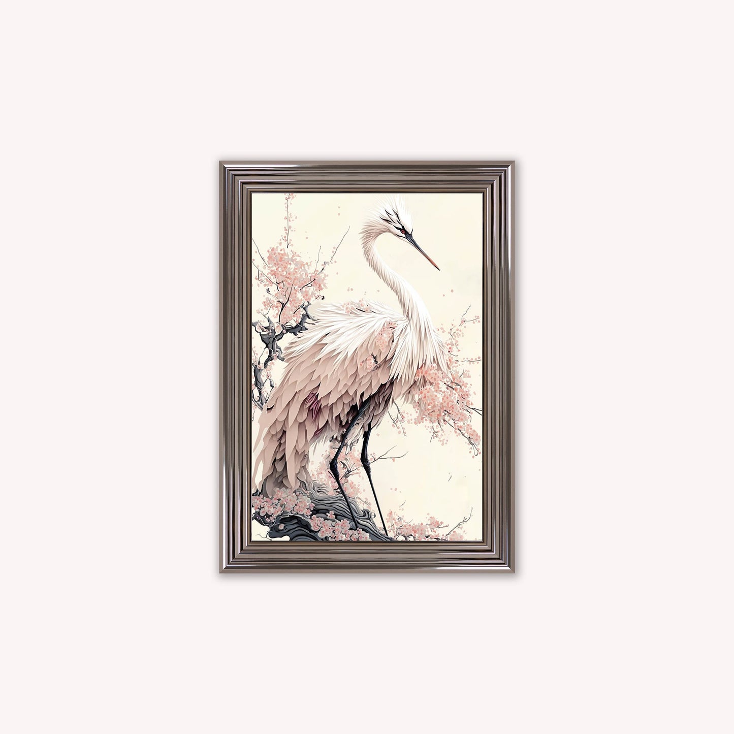 Luxury Velvet Art Print - Sakura Crane 2 Framed Wall Art