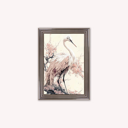 Luxury Velvet Art Print - Sakura Crane 2 Framed Wall Art